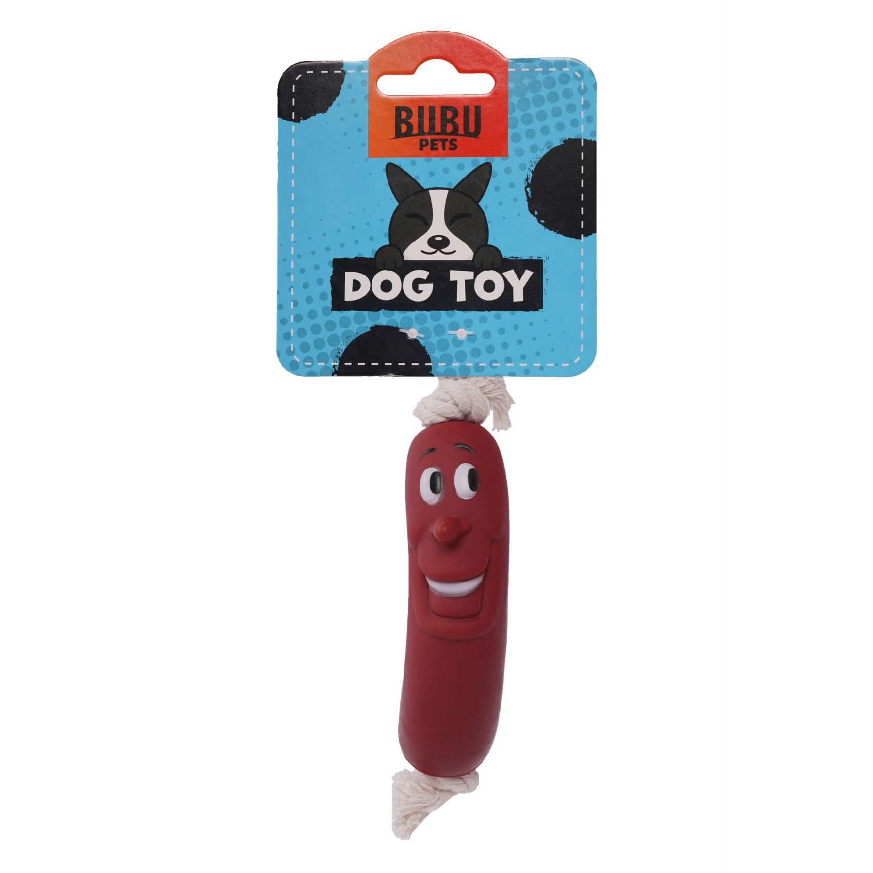 Brinquedo para cão com salsicha de olhos grandes numa corda BUBU Pets