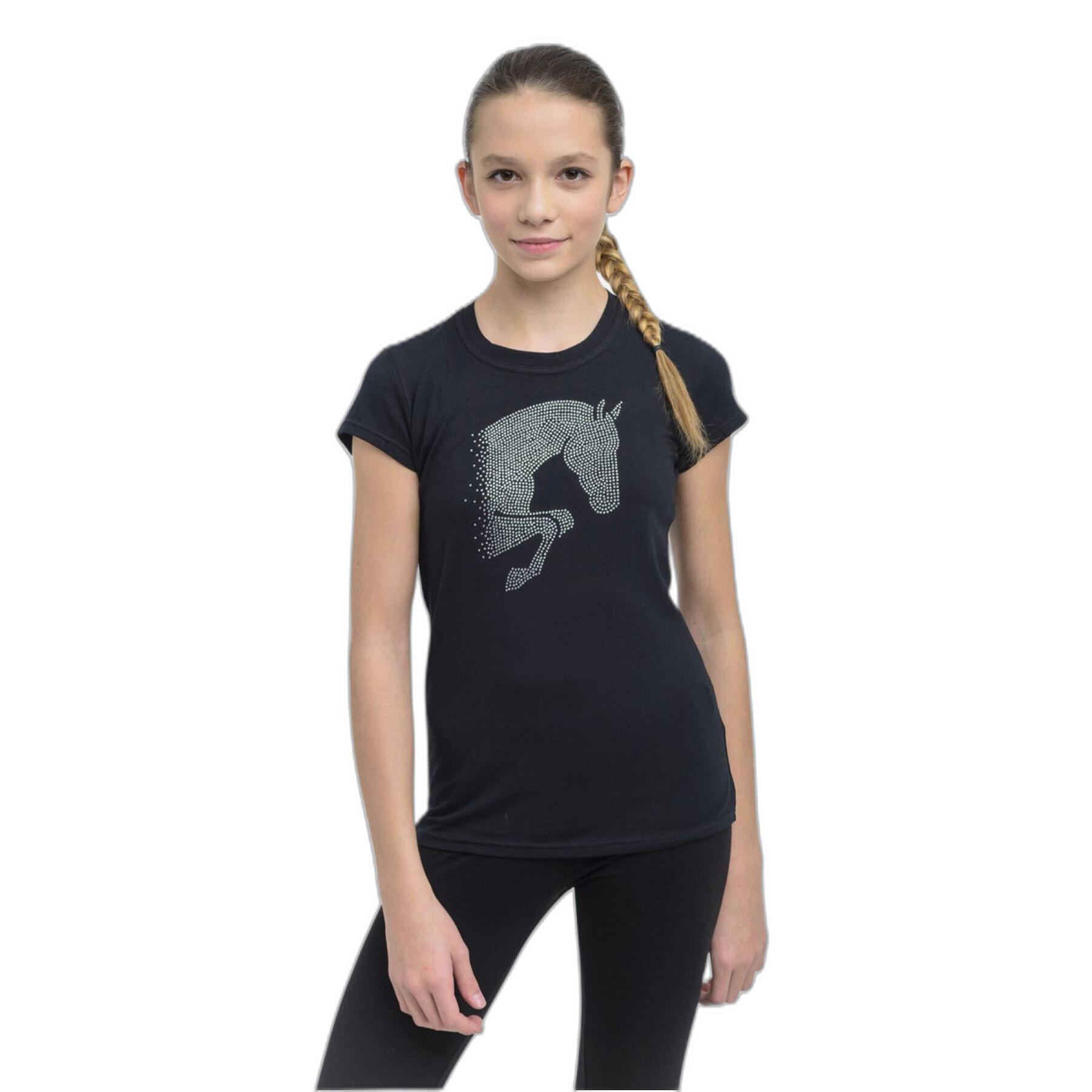 T-shirt de equitação feminina Cavalliera Jumping star