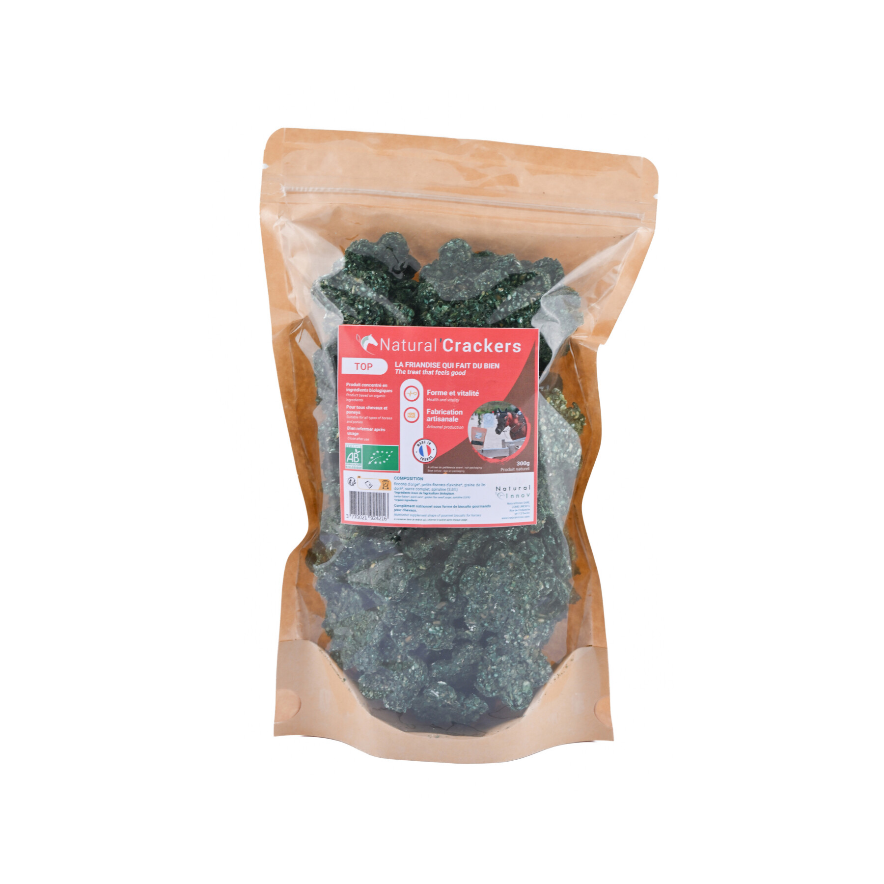 Bolachas de cavalo Spirulina para forma e vitalidade Natural Innov Natural'Crackers Top - 300 g
