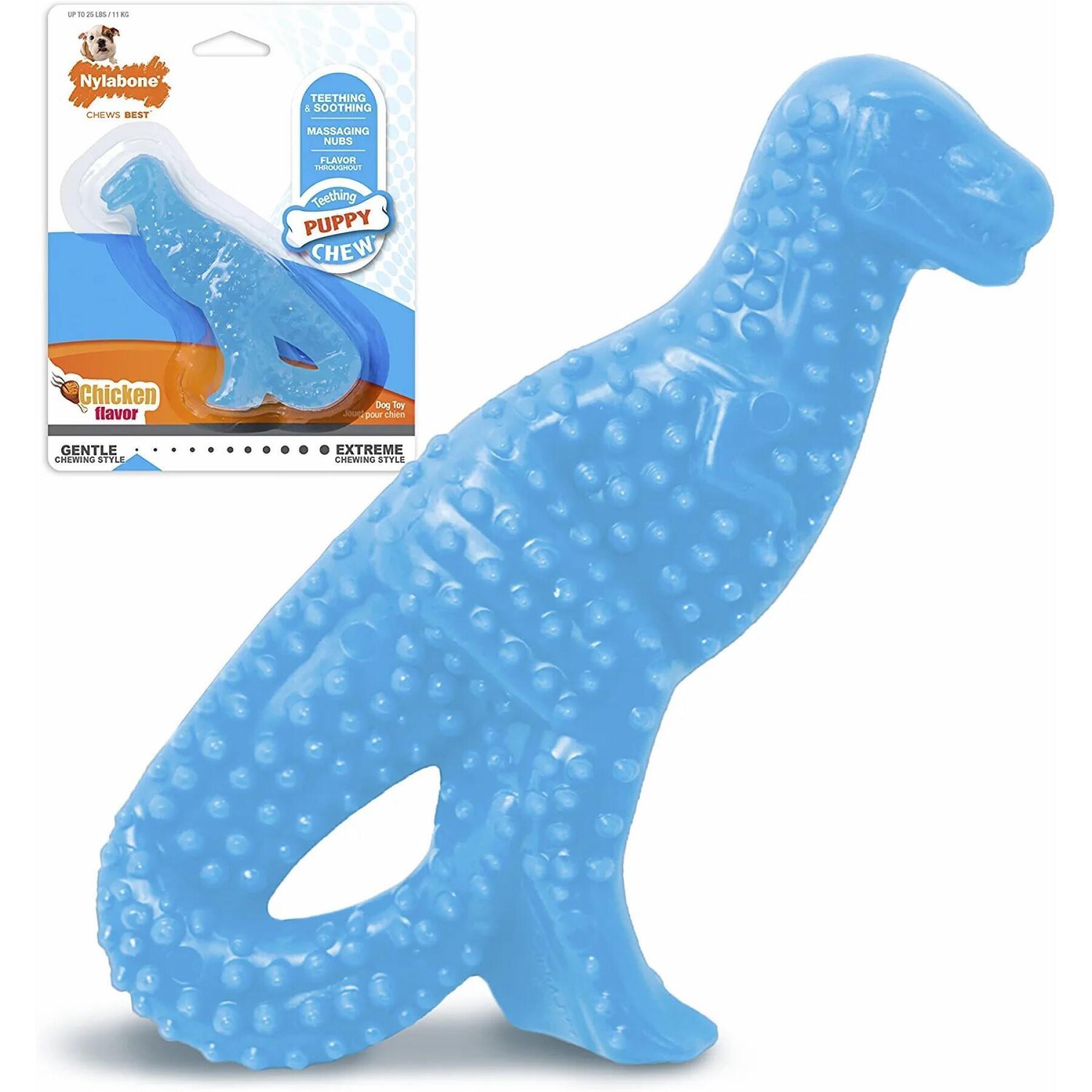 Brinquedo de cão Nylabone Puppy Teething Dental Dino - Chicken Flavour S